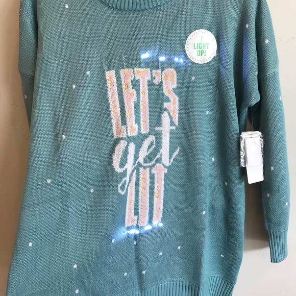 HONEYDEW Let's Get Lit Light Up Ugly Christmas Sweater - Picture 1 of 6